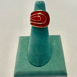 Modern Orange and Gold Swirl Ring